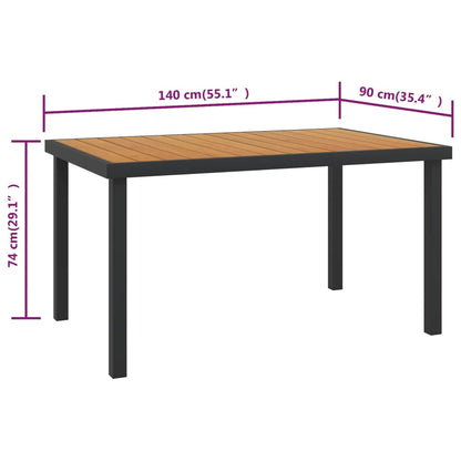 Patio Table Brown 55.1"x35.4"x29.1" Aluminum and WPC