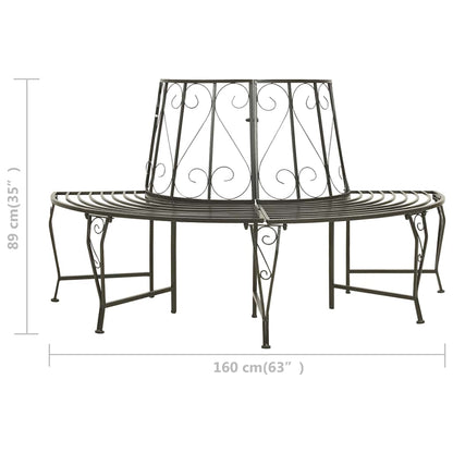 Patio Half Round Tree Bench 63" Steel