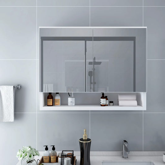 Mirror Cabinet | White and Silver | MDF, Glass | Medium