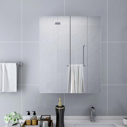 Mirror Cabinet | White and silver | MDF with melamine surface, glass