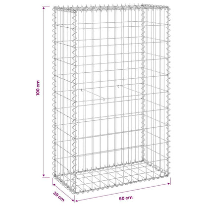 Gabion Wall with Covers Galvanised Steel 60x30x100 cm