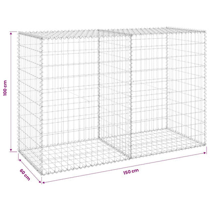 Gabion Wall with Covers Galvanised Steel 150x60x100 cm
