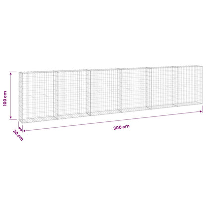 Gabion Wall with Covers Galvanised Steel 300x30x100 cm