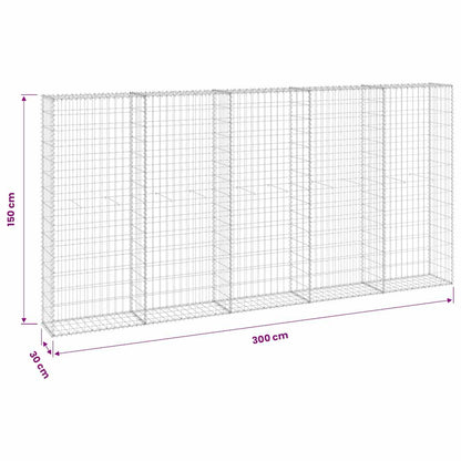Gabion Wall with Covers Galvanised Steel 300x30x150 cm