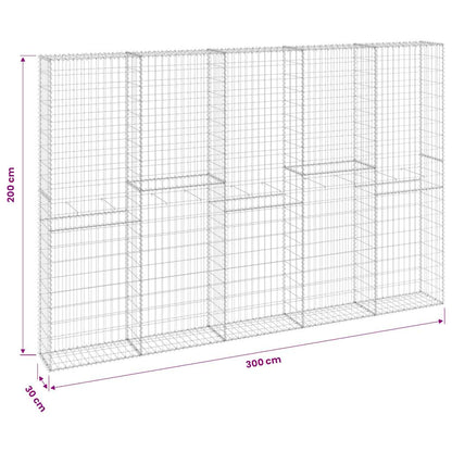 Gabion Wall with Covers Galvanised Steel 300x30x200 cm