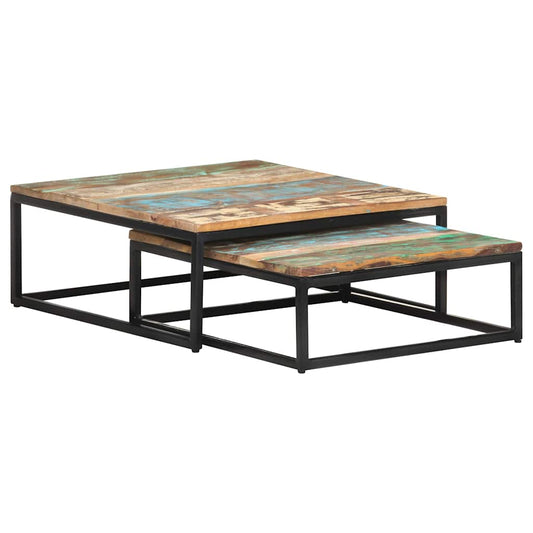 Coffee Table | Set of 2 | Multicolour | Reclaimed Wood | Small