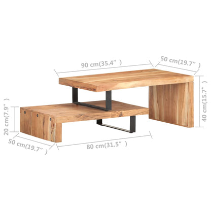 2 Piece Coffee Table Set Solid Acacia Wood