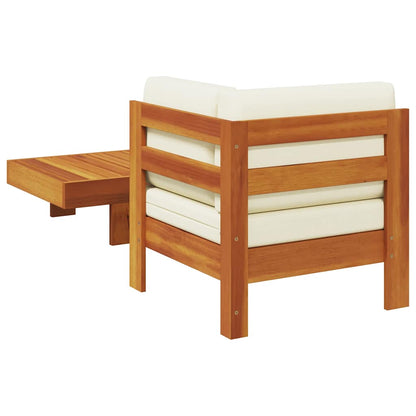 2 Piece Patio Lounge Set with Cream White Cushions Acacia Wood