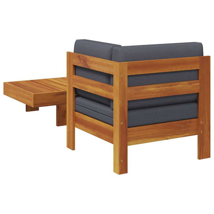 2 Piece Patio Lounge Set with Dark Gray Cushions Acacia Wood