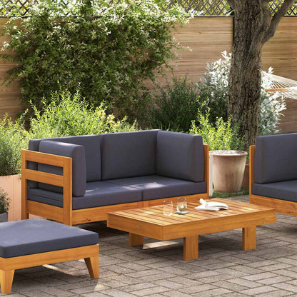 2 Piece Patio Lounge Set with Dark Gray Cushions Acacia Wood