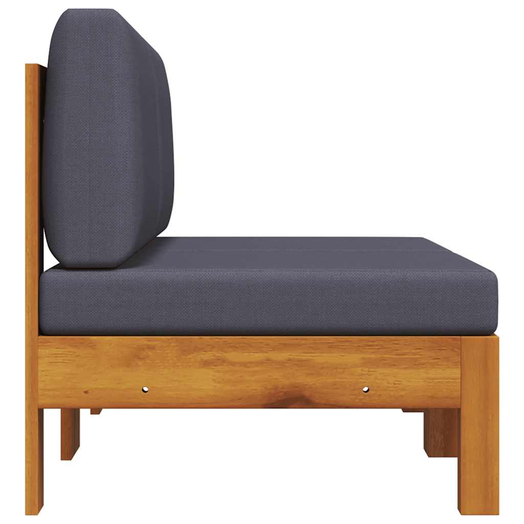 Middle Sofas 2 pcs with Dark Gray Cushions Solid Acacia Wood