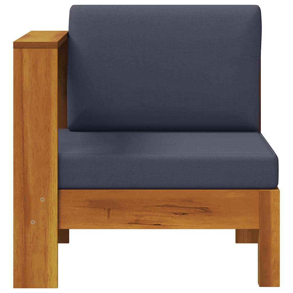 Middle Sofa with 1 Armrest Dark Gray Solid Acacia Wood