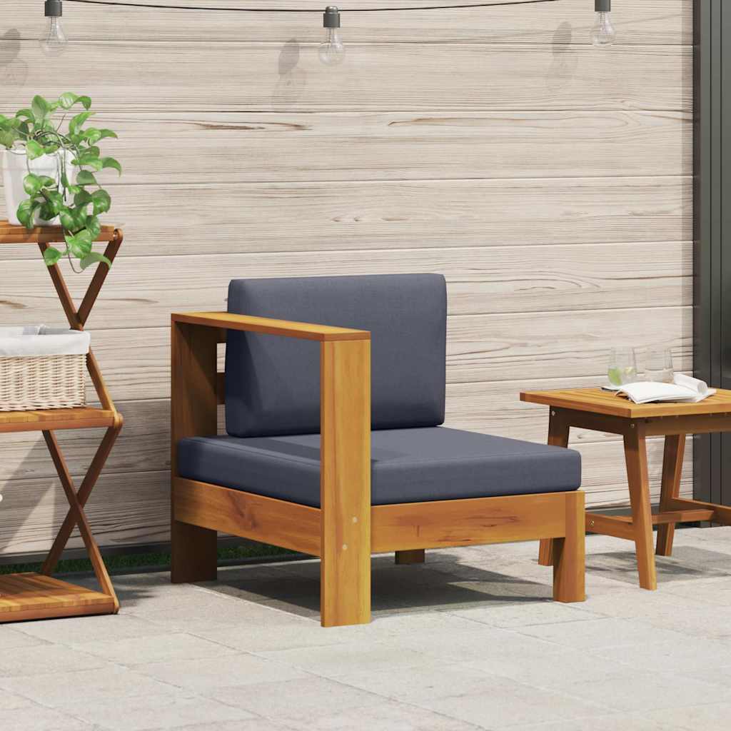 Middle Sofa with 1 Armrest Dark Gray Solid Acacia Wood