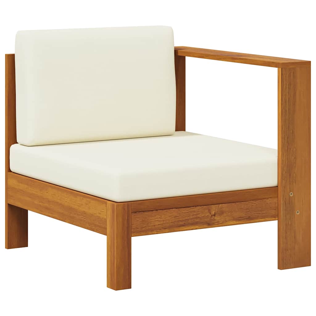 Middle Sofa with 1 Armrest Cream White Solid Acacia Wood