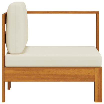 Middle Sofa with 1 Armrest Cream White Solid Acacia Wood
