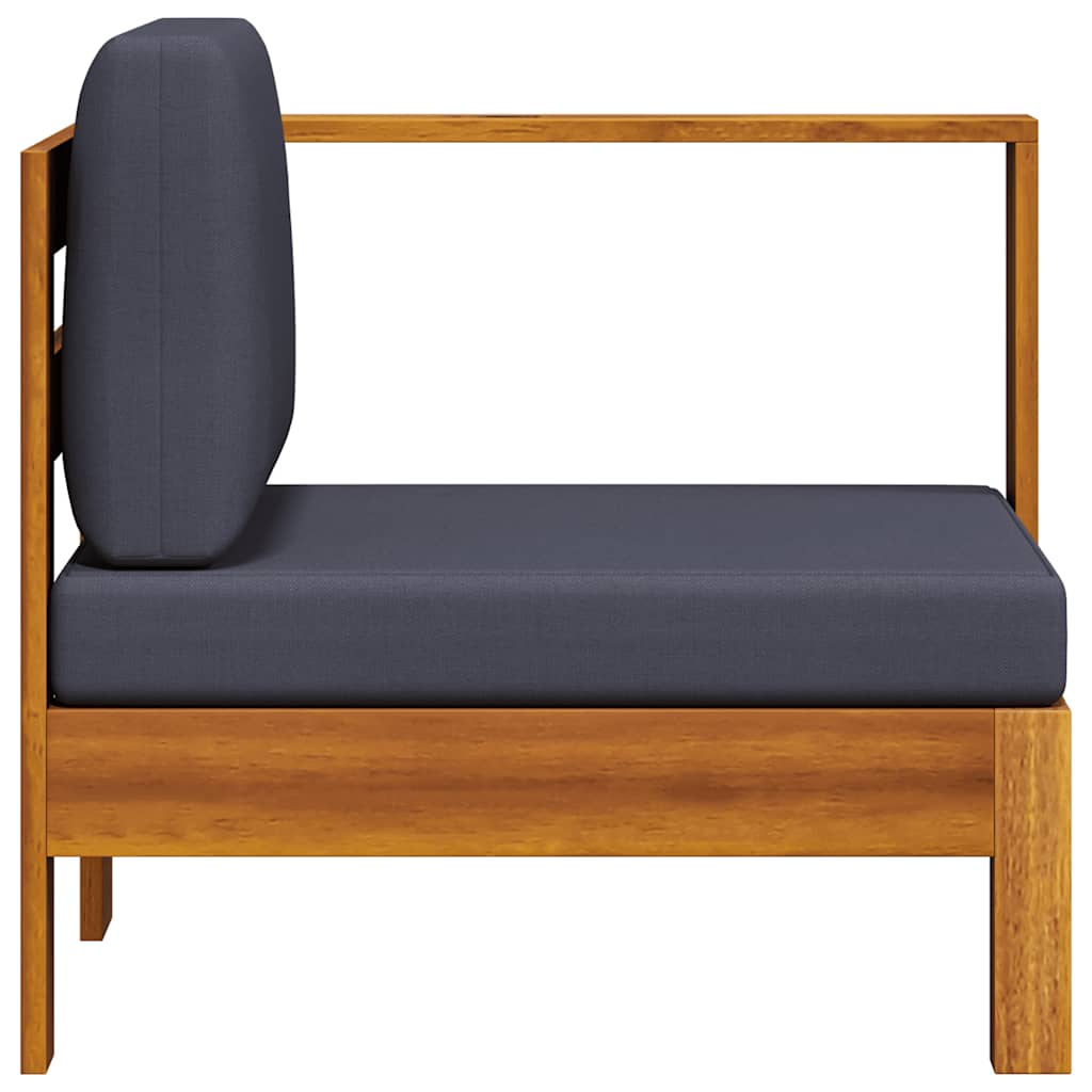 Middle Sofa with 1 Armrest Dark Gray Solid Acacia Wood