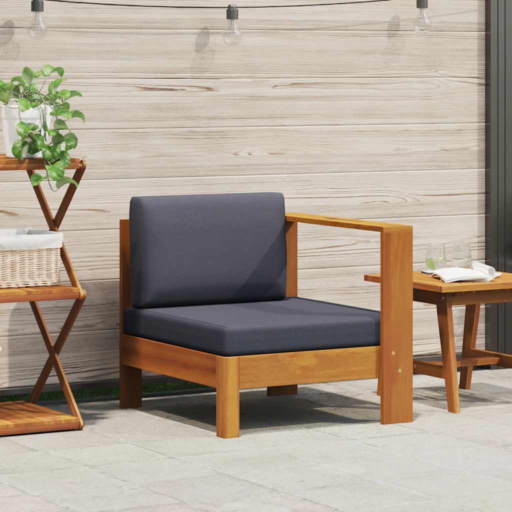 Middle Sofa with 1 Armrest Dark Gray Solid Acacia Wood