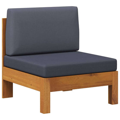 Middle Sofa with Dark Gray Cushions Solid Acacia Wood