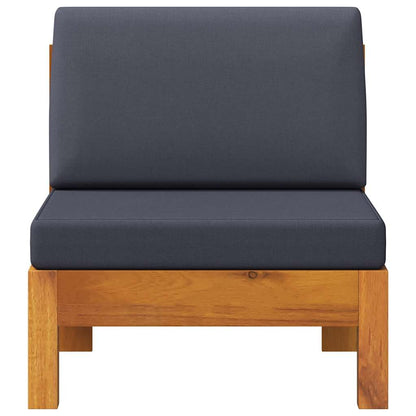 Middle Sofa with Dark Gray Cushions Solid Acacia Wood
