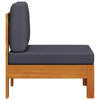 Middle Sofa with Dark Gray Cushions Solid Acacia Wood