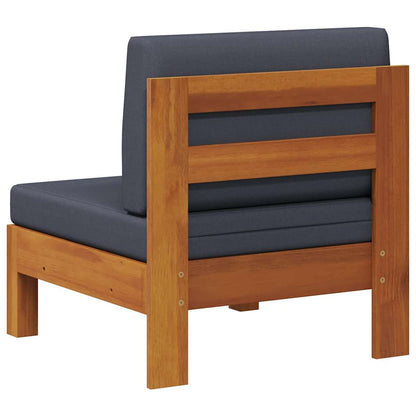 Middle Sofa with Dark Gray Cushions Solid Acacia Wood
