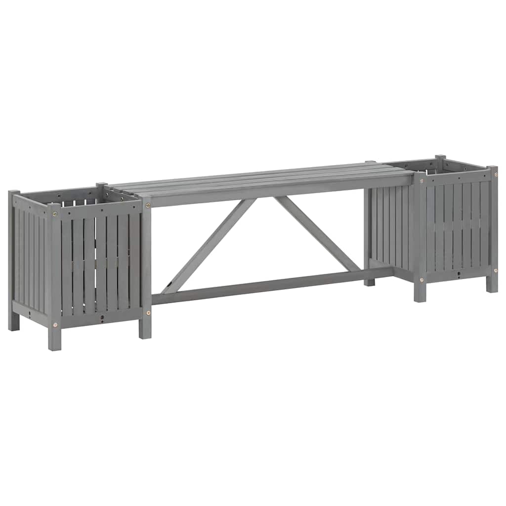 Garden Bench | Grey | Solid acacia wood | 150 cm | Planters