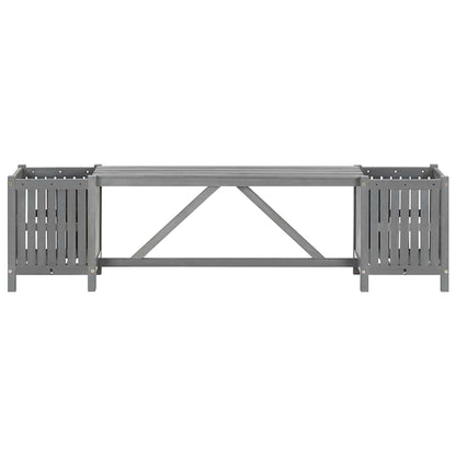 Garden Bench | Grey | Solid acacia wood | 150 cm | Planters