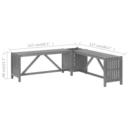 Garden Bench | Grey | Solid Acacia wood | Medium | Garden Bench | Rustic