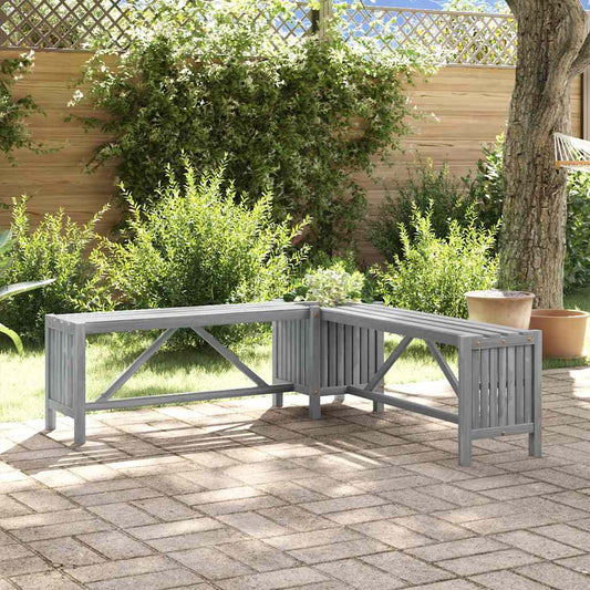 Garden Corner Bench with Planter 117cm Solid Acacia Wood Grey