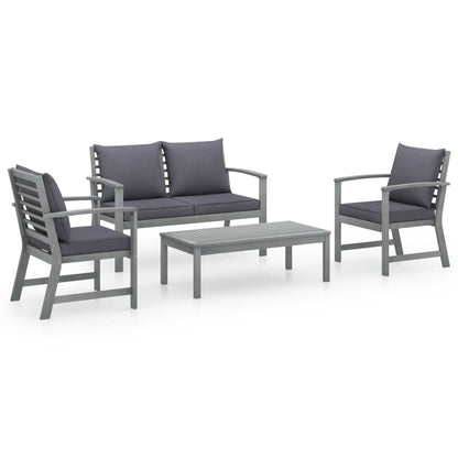 4 Piece Patio Lounge Set with Cushions Solid Acacia Wood