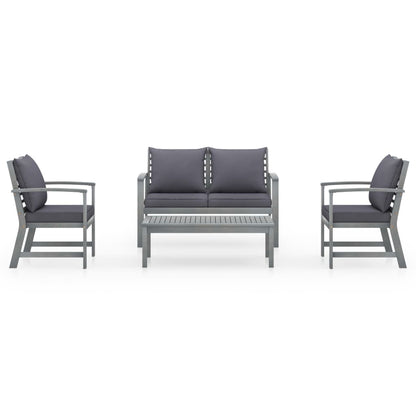 4 Piece Patio Lounge Set with Cushions Solid Acacia Wood
