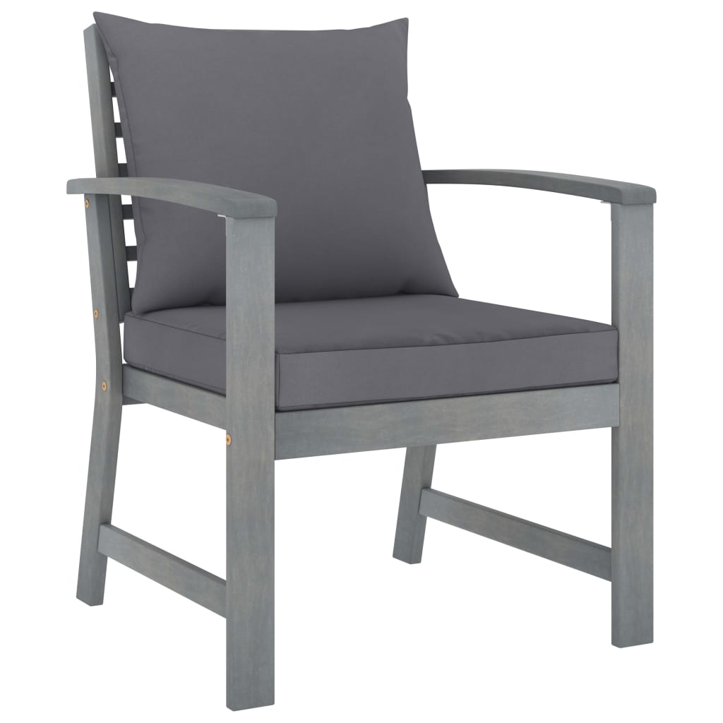 4 Piece Patio Lounge Set with Cushions Solid Acacia Wood