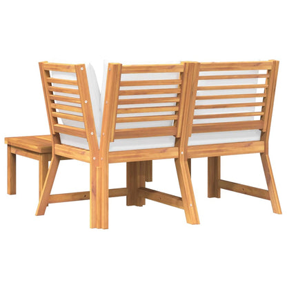 3 Piece Patio Lounge Set with Cream Cushion Solid Acacia Wood