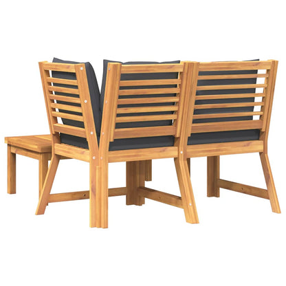 3 Piece Patio Lounge Set with Dark Gray Cushion Solid Acacia Wood