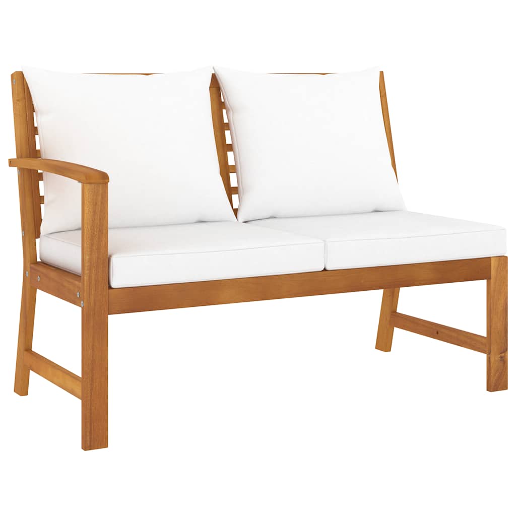 Patio Bench 45.1" with Cream Cushion Solid Acacia Wood