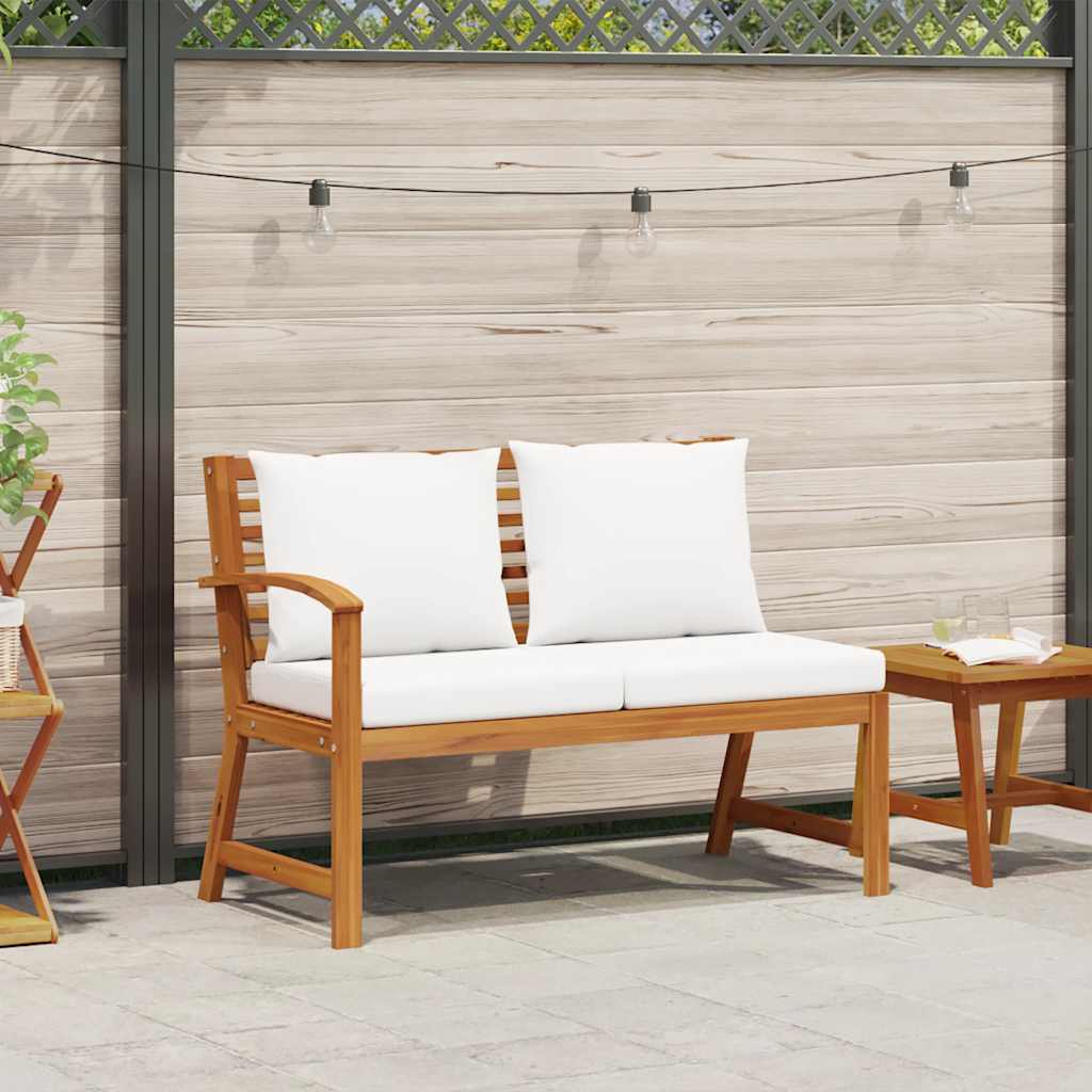 Patio Bench 45.1" with Cream Cushion Solid Acacia Wood