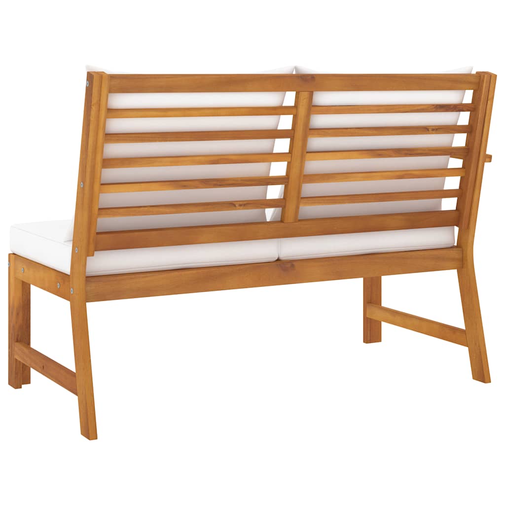Patio Bench 45.1" with Cream Cushion Solid Acacia Wood