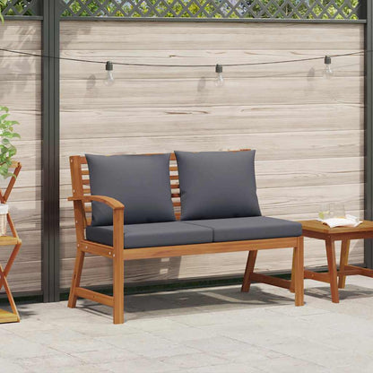Patio Bench 45.1" with Dark Gray Cushion Solid Acacia Wood