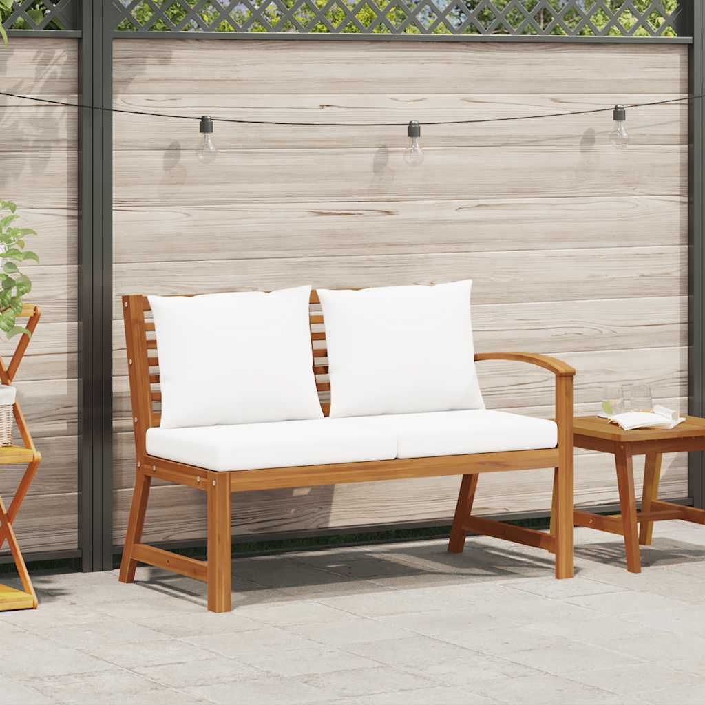 Patio Bench 45.1" with Cream Cushion Solid Acacia Wood