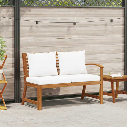 Patio Bench 45.1" with Cream Cushion Solid Acacia Wood