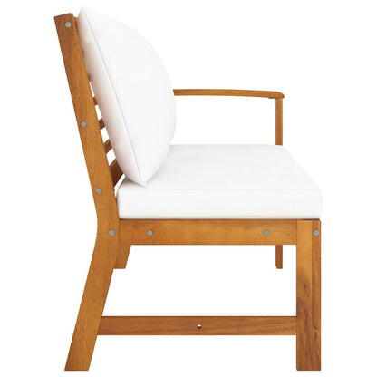 Patio Bench 45.1" with Cream Cushion Solid Acacia Wood