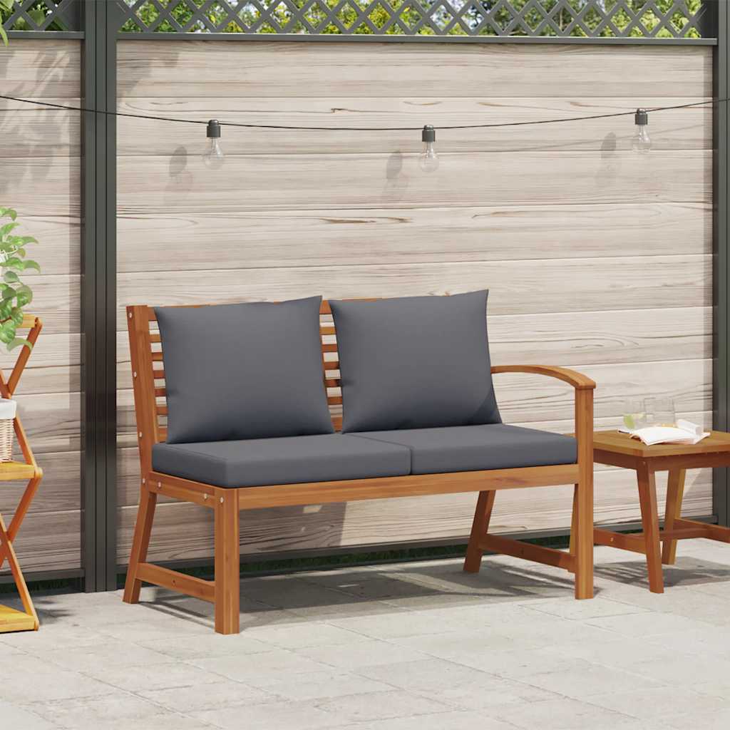 Patio Bench 45.1" with Dark Gray Cushion Solid Acacia Wood