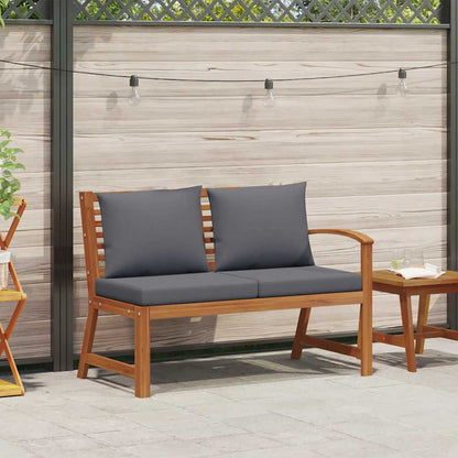Patio Bench 45.1" with Dark Gray Cushion Solid Acacia Wood