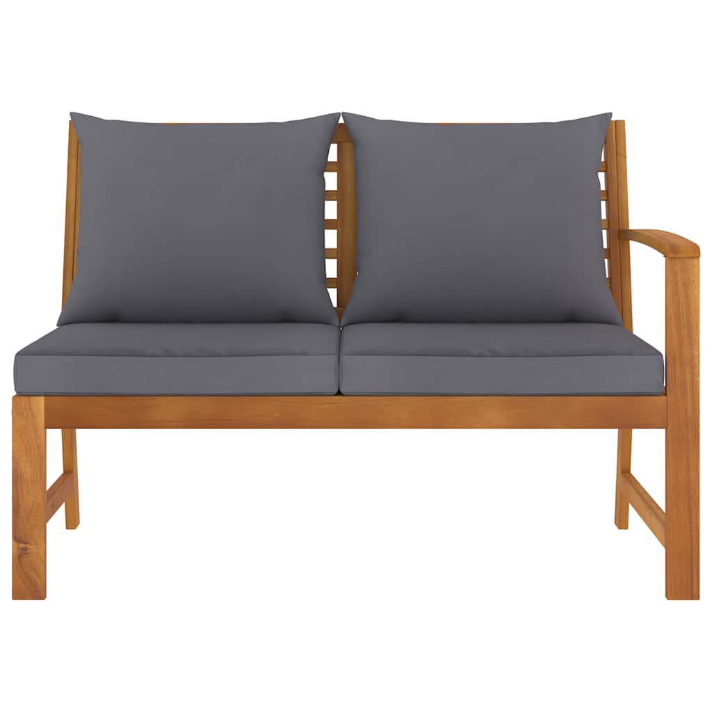 Patio Bench 45.1" with Dark Gray Cushion Solid Acacia Wood