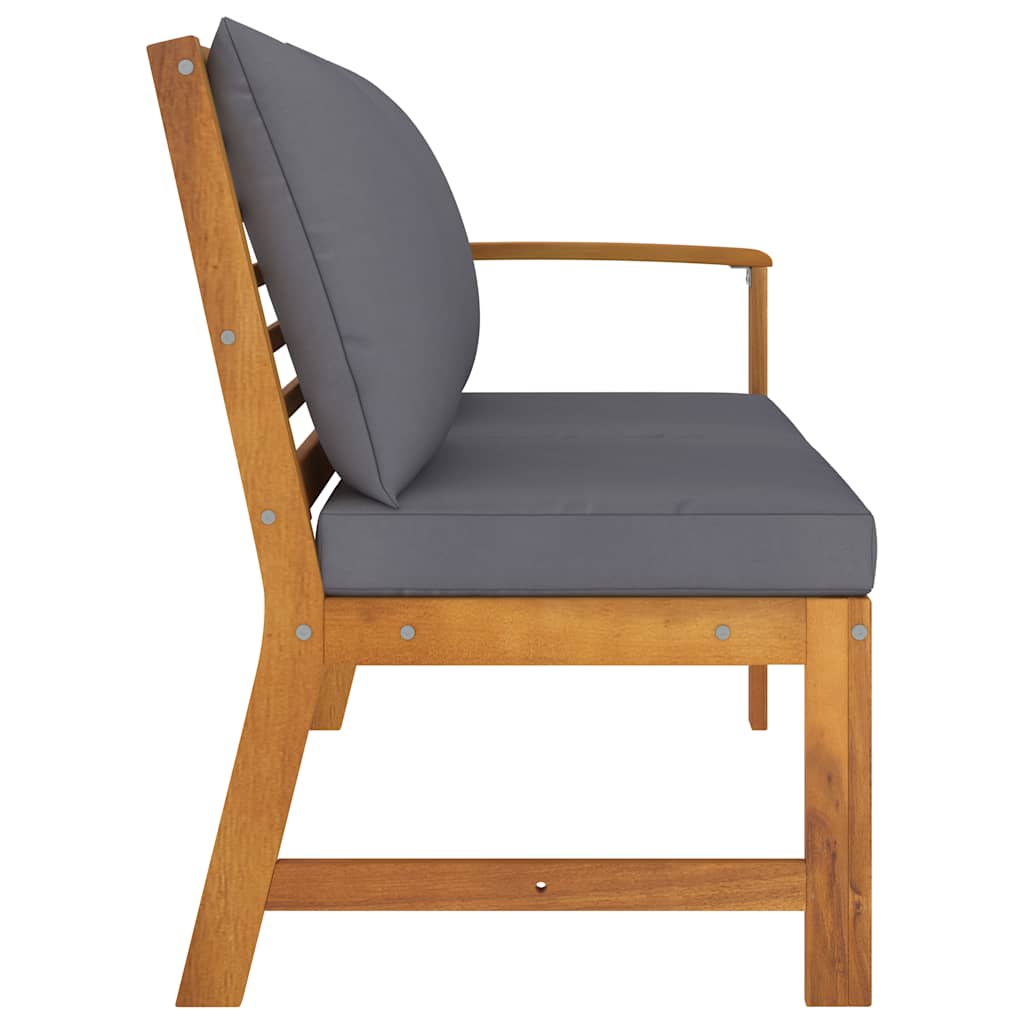 Patio Bench 45.1" with Dark Gray Cushion Solid Acacia Wood