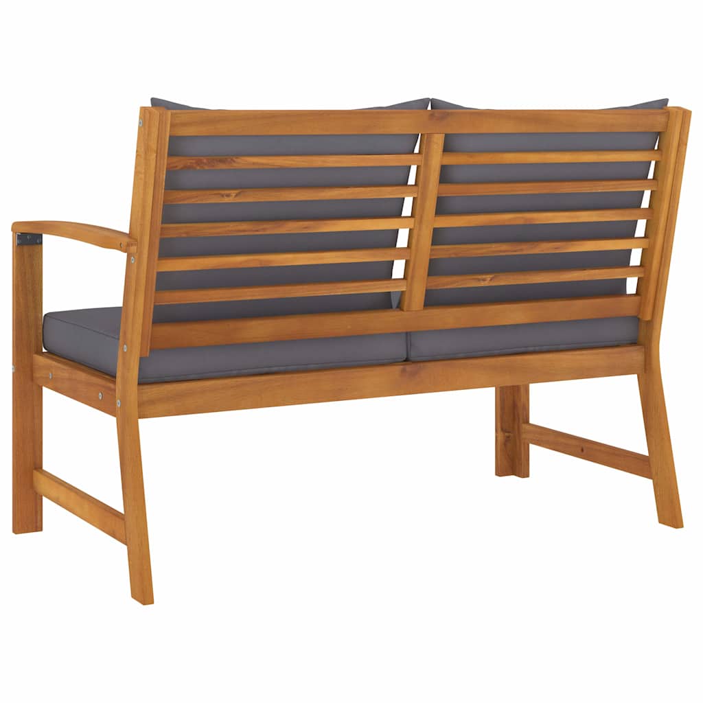 Patio Bench 45.1" with Dark Gray Cushion Solid Acacia Wood