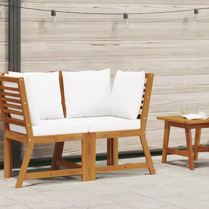 Sectional Corner Sofa with Cream Cushion Solid Acacia Wood