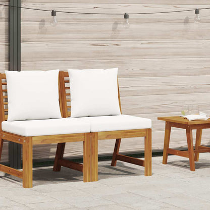 Sectional Middle Sofa with Cream Cushion Solid Acacia Wood