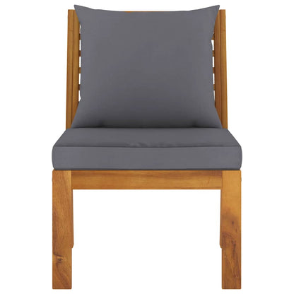 Sectional Middle Sofa with Dark Gray Cushion Solid Acacia Wood