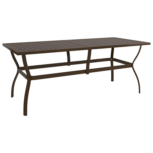 Garden Table | Brown | Powder-Coated Steel | 190x80x72 cm | Industrial